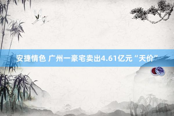 安捷情色 广州一豪宅卖出4.61亿元“天价”