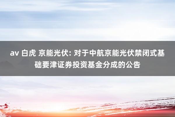 av 白虎 京能光伏: 对于中航京能光伏禁闭式基础要津证券投资基金分成的公告