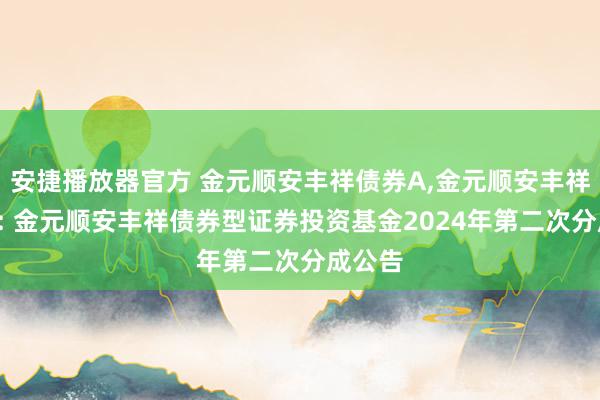 安捷播放器官方 金元顺安丰祥债券A，金元顺安丰祥债券C: 金元顺安丰祥债券型证券投资基金2024年第二次分成公告