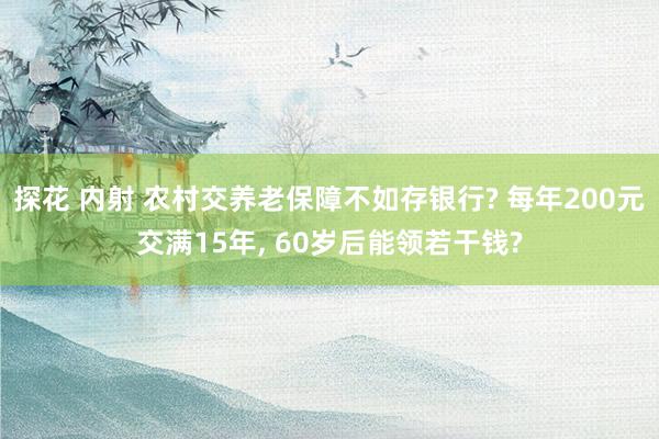 探花 内射 农村交养老保障不如存银行? 每年200元交满15年， 60岁后能领若干钱?