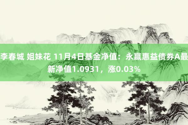 李春城 姐妹花 11月4日基金净值：永赢惠益债券A最新净值1.0931，涨0.03%