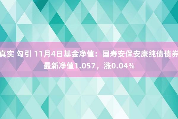 真实 勾引 11月4日基金净值：国寿安保安康纯债债券最新净值1.057，涨0.04%