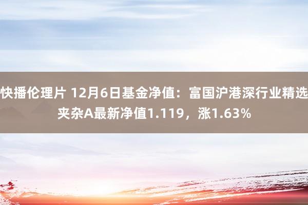 快播伦理片 12月6日基金净值：富国沪港深行业精选夹杂A最新净值1.119，涨1.63%