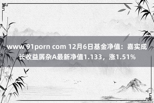 www 91porn com 12月6日基金净值：嘉实成长收益羼杂A最新净值1.133，涨1.51%