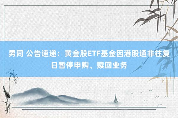 男同 公告速递：黄金股ETF基金因港股通非往复日暂停申购、赎回业务