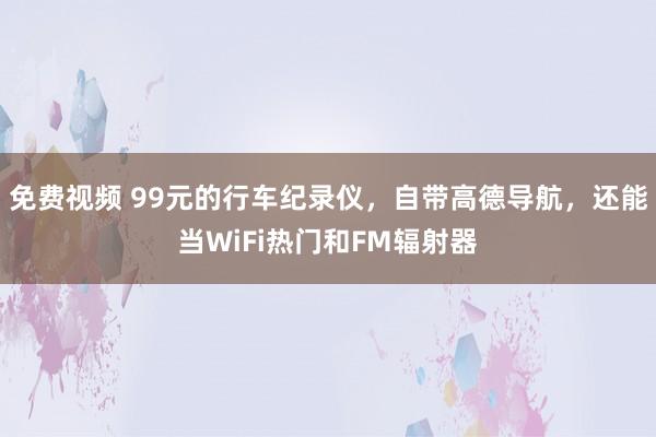 免费视频 99元的行车纪录仪，自带高德导航，还能当WiFi热