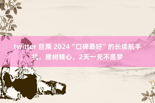 twitter 巨屌 2024“口碑最好”的长续航手机，建树