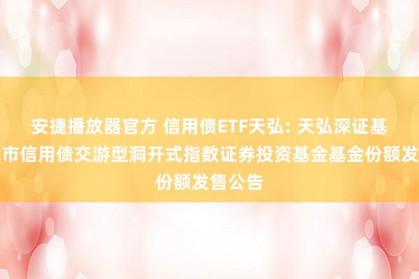 安捷播放器官方 信用债ETF天弘: 天弘深证基准作念市信用债交游型洞开式指数证券投资基金基金份额发售公告