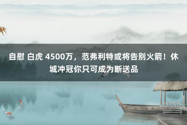 自慰 白虎 4500万，范弗利特或将告别火箭！休城冲冠你只可成为断送品