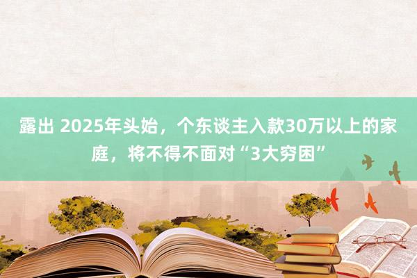 露出 2025年头始，个东谈主入款30万以上的家庭，将不得不