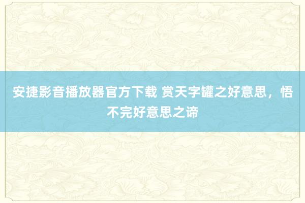 安捷影音播放器官方下载 赏天字罐之好意思，悟不完好意思之谛