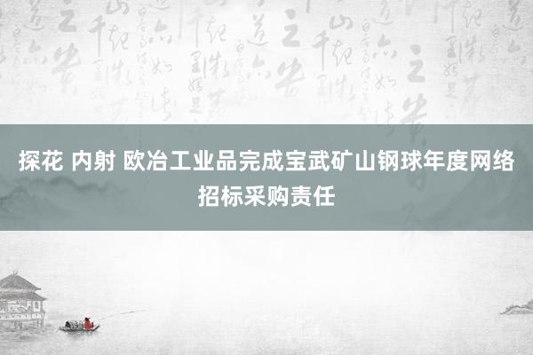 探花 内射 欧冶工业品完成宝武矿山钢球年度网络招标采购责任